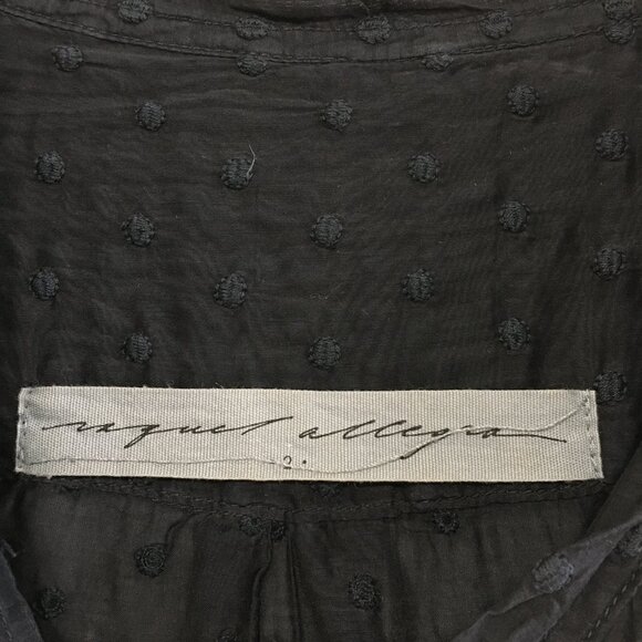 Raquel Allegra Womens 2 Polka Dot Embroidered Button Down Blouse Long Sleeves - Picture 8 of 16